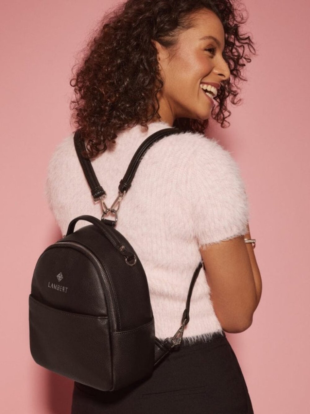 Black Lambert "Charlie" Mini Convertible Backpack / Crossbody / Handbag NWOT